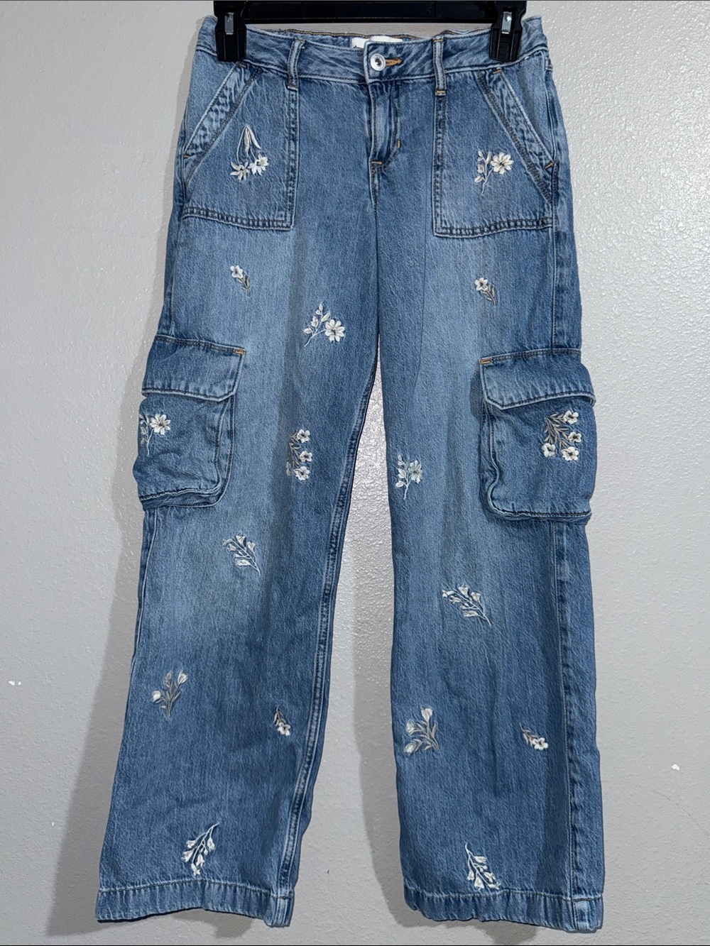 abercrombie kids Light Blue Embroidered Straight-Leg Jeans
